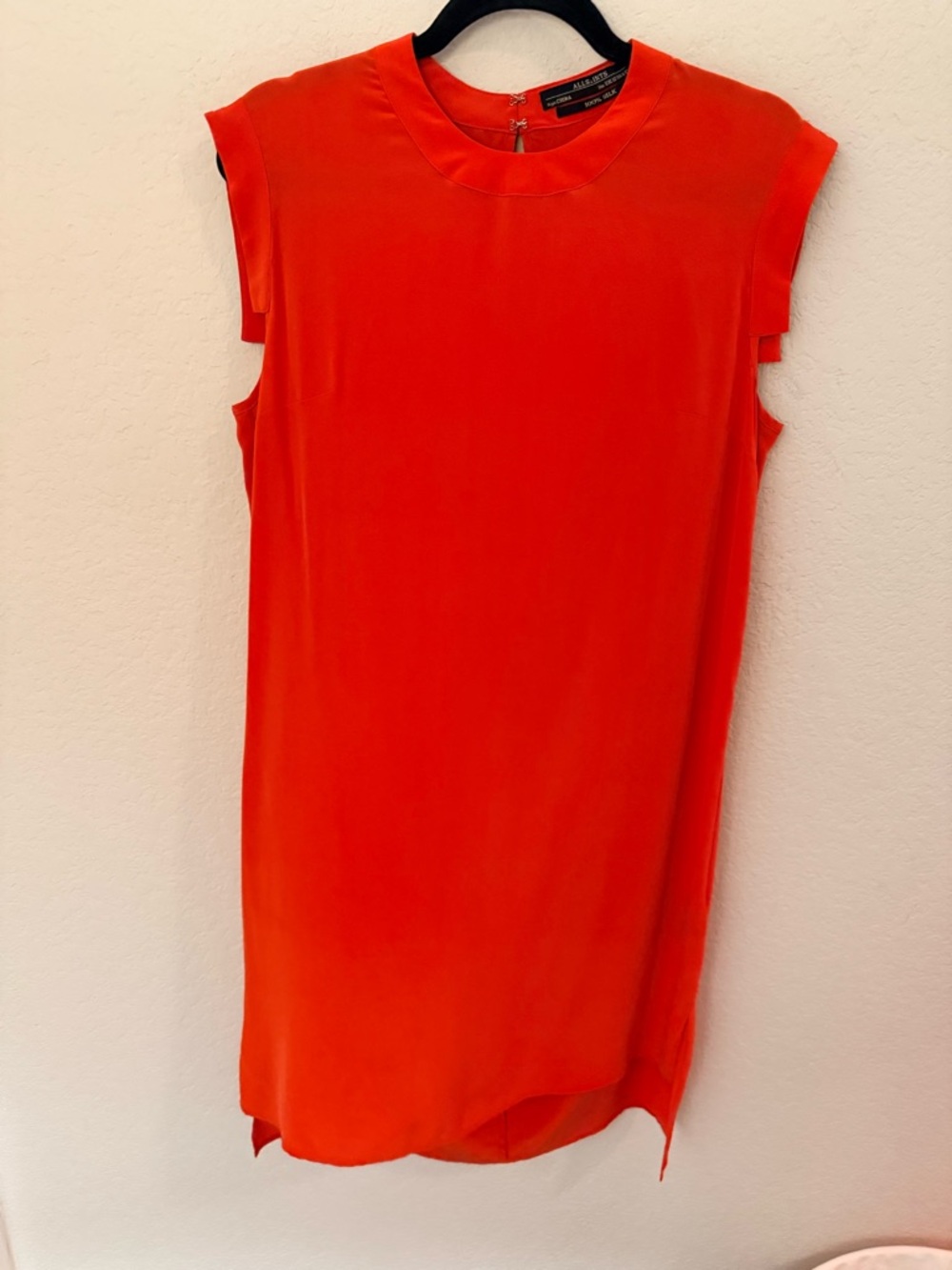 All Saints Orange Silk Shift Dress